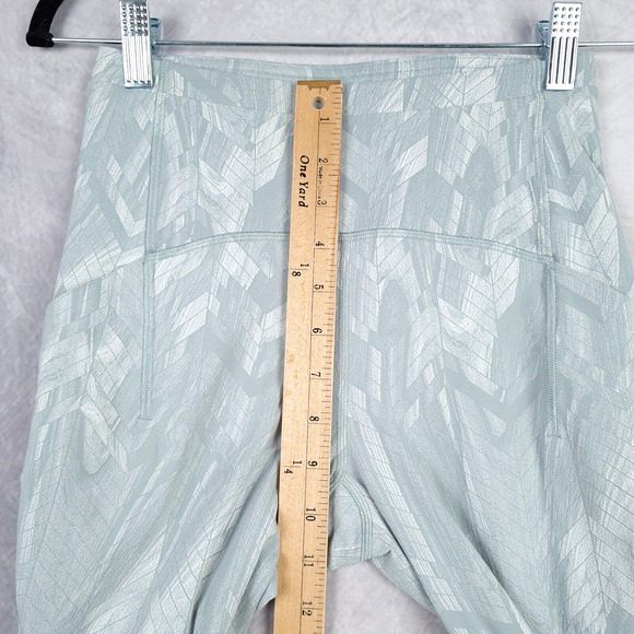 Lululemon Swift Speed Tights Womens 4 Blue White High Rise Pockets Crop Jacquard - Picture 8 of 16